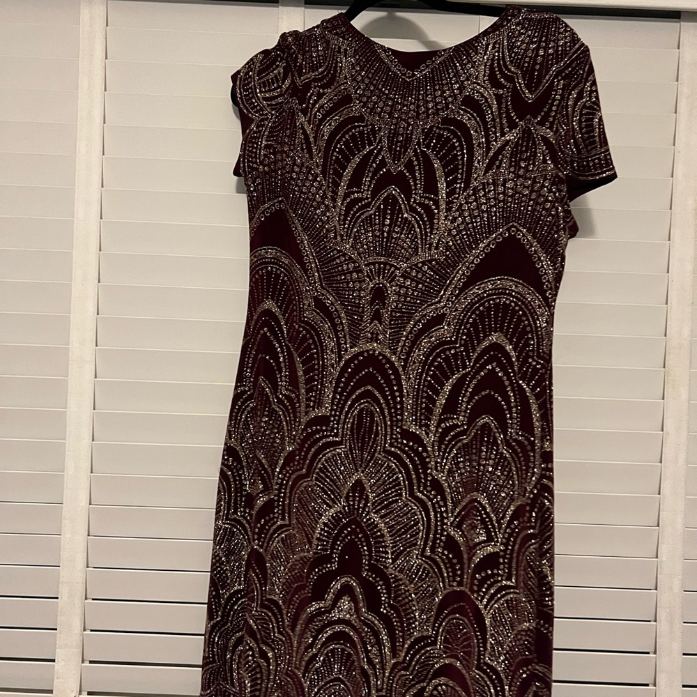 Junior Elegant Burgundy and Gold Dress